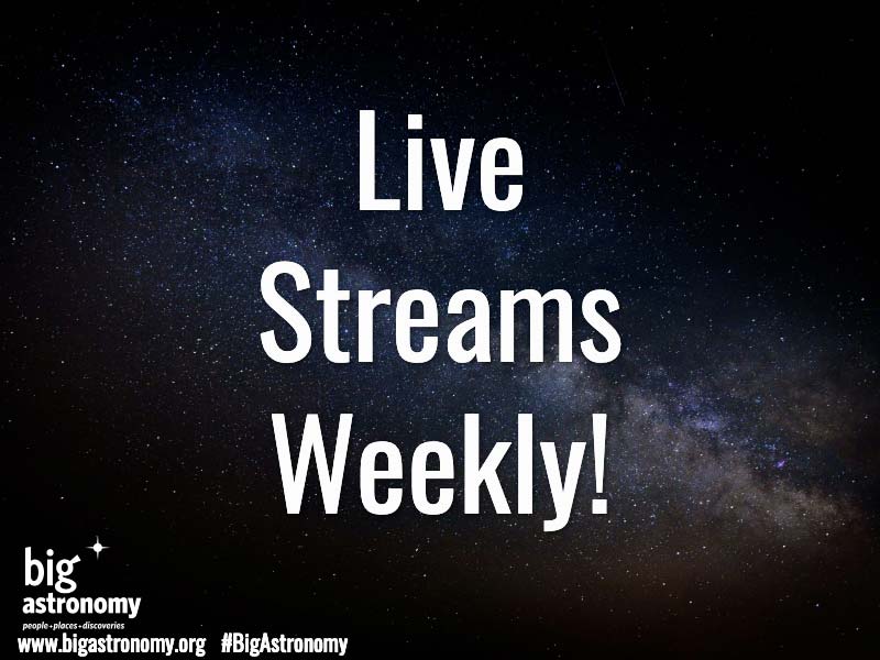 Cielo estrellado con las palabras "Live Streams Weekly"