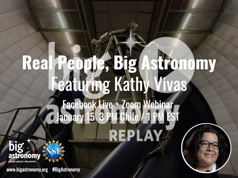 Imagen promocional que muestra un gran telescopio y un astrónomo